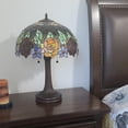 thumbnail image 4 of 23" Stained Glass Two Light Jeweled Flowery Accent Table Lamp, 4 of 5