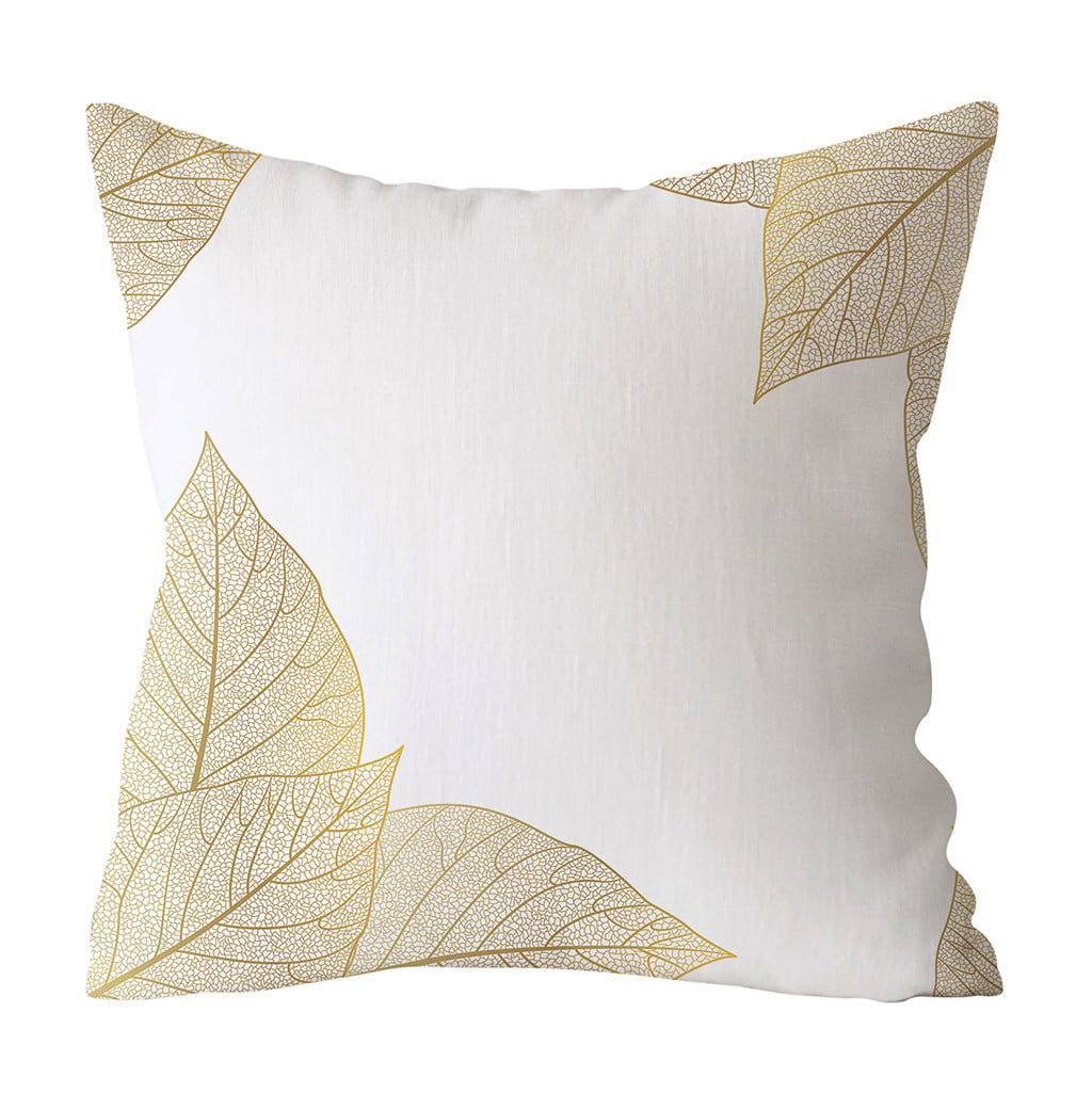 Home Decor Gold Plant Printed Polyester Pillow Case Cover Sofa Cushion Cover 