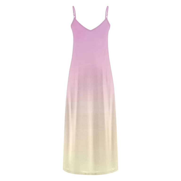 affordable summer maxi dresses Axiiglly Plus Size Dress for Women Gradient Color Maxi Dresses Spaghetti  Straps Beach Dress Flowy Vacation Summer Casual Dress