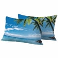 thumbnail image 2 of Pack of 2 Outdoor Pillow Covers 20x12 Inch Waterproof Ocean Throw Pillow Covers,Decorative Couch Pillow Shams Protectors Summer Palm Trees Blue Sky Beach Scenery Patio Pillowcases Cushion Covers, 2 of 8