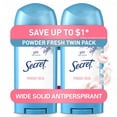 thumbnail image 3 of (3 pack) Secret Solid Antiperspirant Deodorant, Powder Fresh, 2.7 oz, Twin Pack, 3 of 11