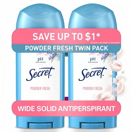 UPC 037000124542 product image for Secret Solid Antiperspirant Deodorant  Powder Fresh  2.7 oz  Twin Pack | upcitemdb.com
