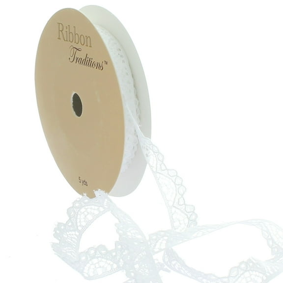 3/8" Vintage French Lace Ribbon Trim White 5 Yard