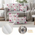 thumbnail image 6 of Pink Flowers Pillow Covers 2 Pack Floral Leaves Watercolor Plant Spring Pillowcase Waterproof Outdoor Throw Pillow Cover for Patio Garden Square Cushion 24”x24”, 6 of 9