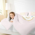 thumbnail image 4 of Feelyou Pink Monogrammed S Bedding Comforter Set for Kids, Fashion Stripes Lines Twin Comforter Sets, Gold Sequin Print Reversible Bedding Set, Luxury Bedroom Decor, 2 Pieces, 4 of 8