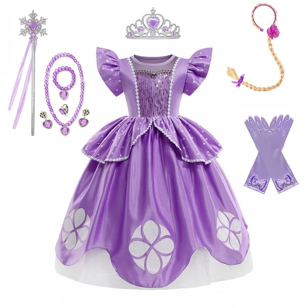Disney Sophia niñas vestidos Halloween verano niños princesa vestido cumpleaños fiesta Madrigal disfraz niños graduación vestidos 5-6T 130CM Gao Jinjia LED