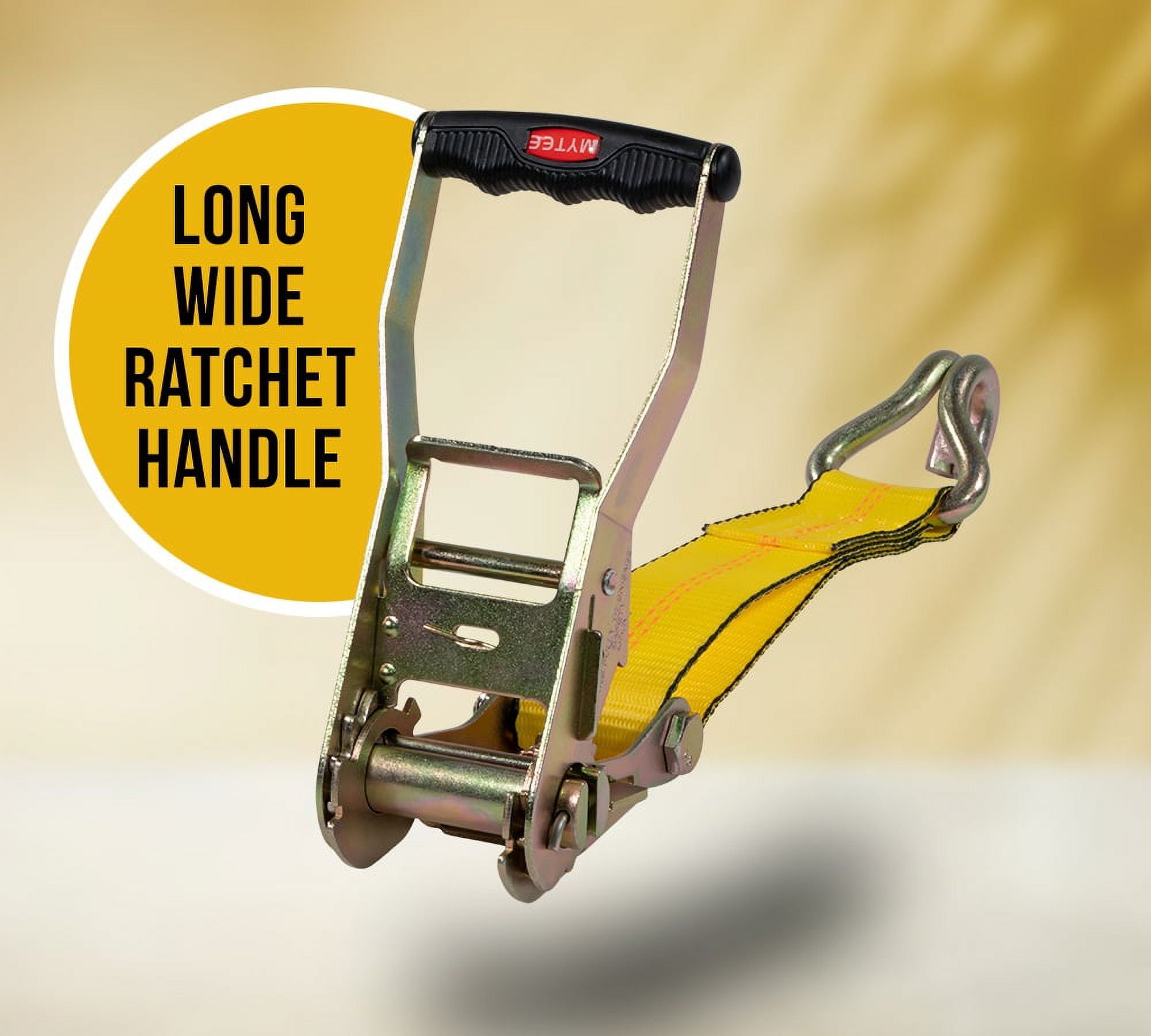 2 Pack 2"x40' Yellow Ratchet Strap with J Hooks - 10,000 Lbs Breaking Strength - Heavy Duty Tie Down Cargo Truck Straps with Wire Hooks for Flatbed, Truck, Trailers Pickup