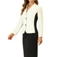 thumbnail image 4 of MODA NOVA Juniors Collarless Long Sleeve Button Contrast Color Business Blazer, 4 of 5