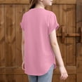 thumbnail image 4 of Lumtrix Girls Short Sleeve T Shirts Kids Crewneck Scallop Hem Soft Tunic Tops Dressy Casual Summer Tees 5-14 Years Pink 130, 4 of 5