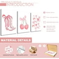 thumbnail image 3 of Fashion Pink Bows Wall Art, Preppy Watercolor Cherry Cowboy Boots Wall Decor Posters, Cute Aesthetic Room Decor Canvas Prints Picture for College Girl Apartment Bedroom（Only canvas）, 3 of 6