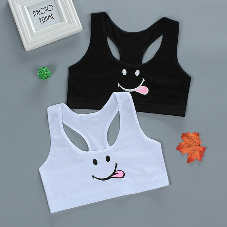 2pcs/Set Cute And Simple Cartoon Pattern Bra And Underwear Set For Tween  Girls