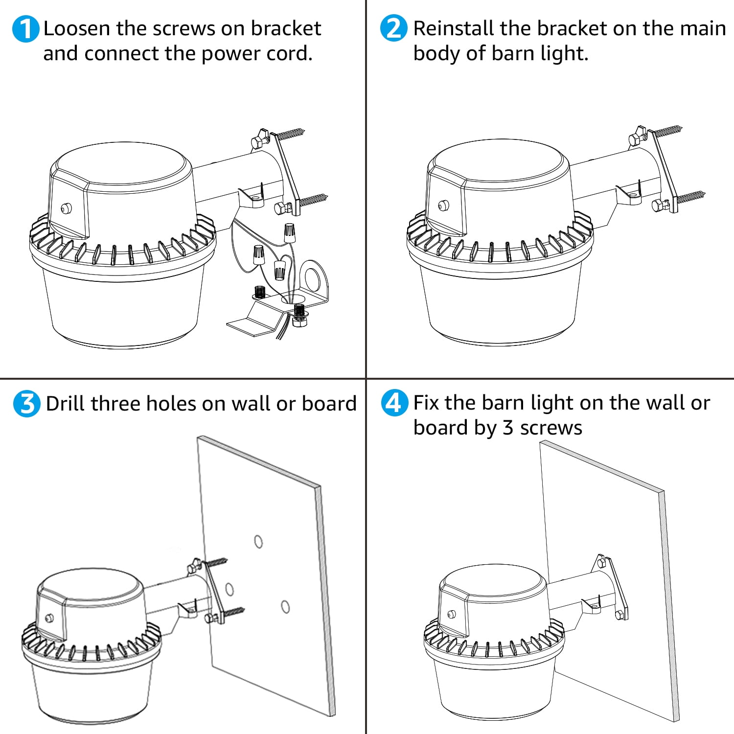 2 Pack LED Barn Light, Dusk to Dawn Flood with Photocell, Outdoor Security Area Lights Lighting, ETL & FCC Listed, IP65 Waterproof, Aluminum Housing, 110-277V, 3000K Warm White