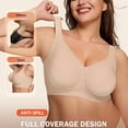 thumbnail image 6 of TEVEQ Womens Wireless Bras Comfortable Push Up Bra No Underwire Bra Full Support Lift Bralette Everyday Seamless Tshirt Bras for Older Comfy Convenient Front Closure Bras Full Coverage Bra Beige L, 6 of 7
