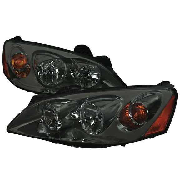 Factory Style Headlights w/ Amber Reflectors (Chrome Housing/Smoke Lens) Made for and Compatible with 2005-2010 Pontiac G6
