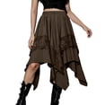 thumbnail image 3 of Dianli Lace Irregular Skirt Punk Skirt Women's Lace Irregular Hemline Solid Elastic Waist Gothic Punk Casual Mini Skirt Edgy Streetwear Lace Irregular Skirt, 3 of 9