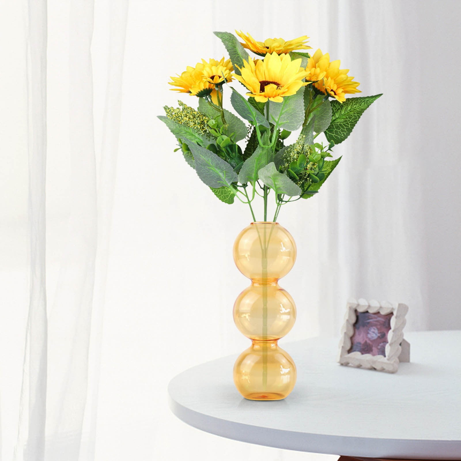 Ovzne Glass Vase Decor Blown Bubble Tall Modern Decorative Flower Vases ...