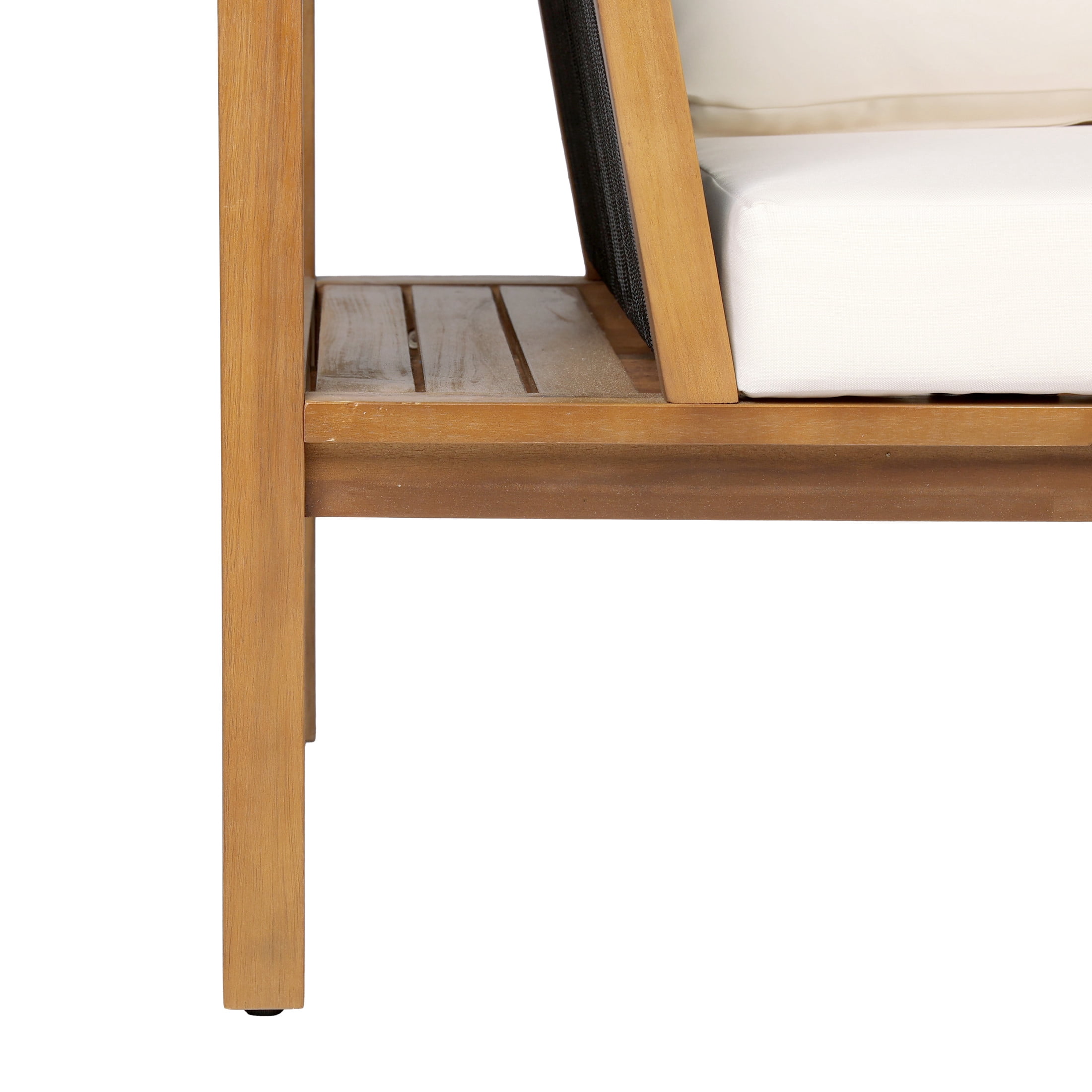 Christopher Knight Home Outdoor Daybed Sofa with Cushions, 2-Seater Patio Bench, Teak + Cream
