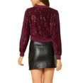 thumbnail image 3 of MODA NOVA Juniors Sequin Sparkle Zipper Cropped Bomber Jacket, 3 of 6