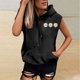 thumbnail image 5 of Sombrero Superior para las Mujeres Manga Corta Delantera Y Trasera Impresa Cuerda de Bolsillo con Capucha Sudadera Superior, Desgaste Casual Toda la Temporada, 5 of 5