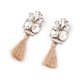 thumbnail image 2 of Joyería de moda para mujer, pendientes colgantes chapados en aleación, borlas largas, accesorio para niña (Beige), 2 of 3