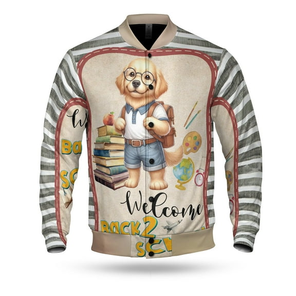 Welcome Golden Retriever Back to School Vintage Retro All Over Print 3D Baseball Jacket Goldens Dog Lover Gifts Idea Bomber Jacket Softball - 02012