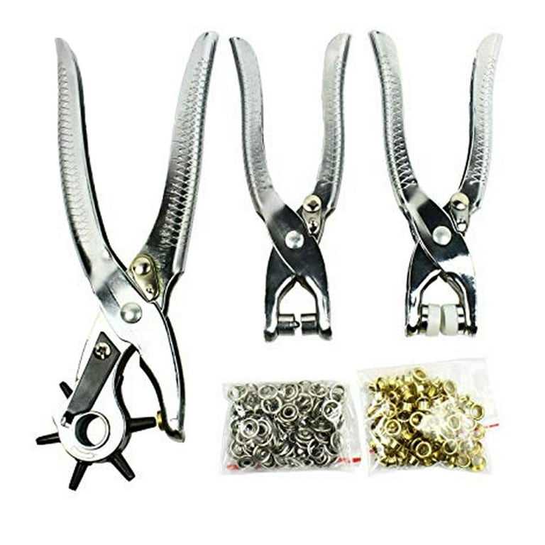 2PC/SET Revolving Belt Leather Hole Punch Pliers And Shoe Cloth Eyelet  Setter Setting Fastener Press With 100PCS Free Buttons - AliExpress