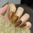 thumbnail image 3 of Pure Desire Minimalist Press-On Nails - Various Nail Shapes, Reflective Cat Eye & Assorted Shiny Tips, 3 Sets (24Pcs/Set) with Complimentary Jelly Glue & Nail File-light tan, 3 of 15
