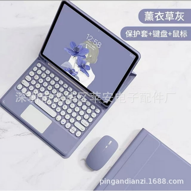 Pour IPad 10e Génération Housse de Protection pour Clavier Bluetooth, Housse de Souris avec Touches Goutte d'Eau 10.2 11 Pouces