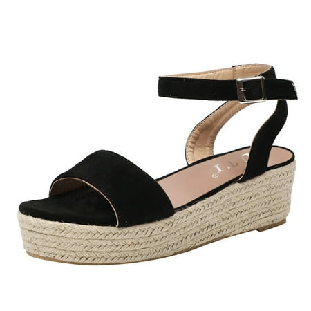 

f21 Women s Melissa Espadrille Wedge Sandal Ankle Buckle Strap Platform Sandals