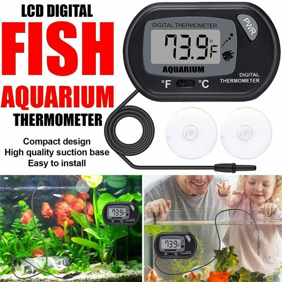 LCD Digital Aquarium Thermometer Reptile Fish Tank Water Meter