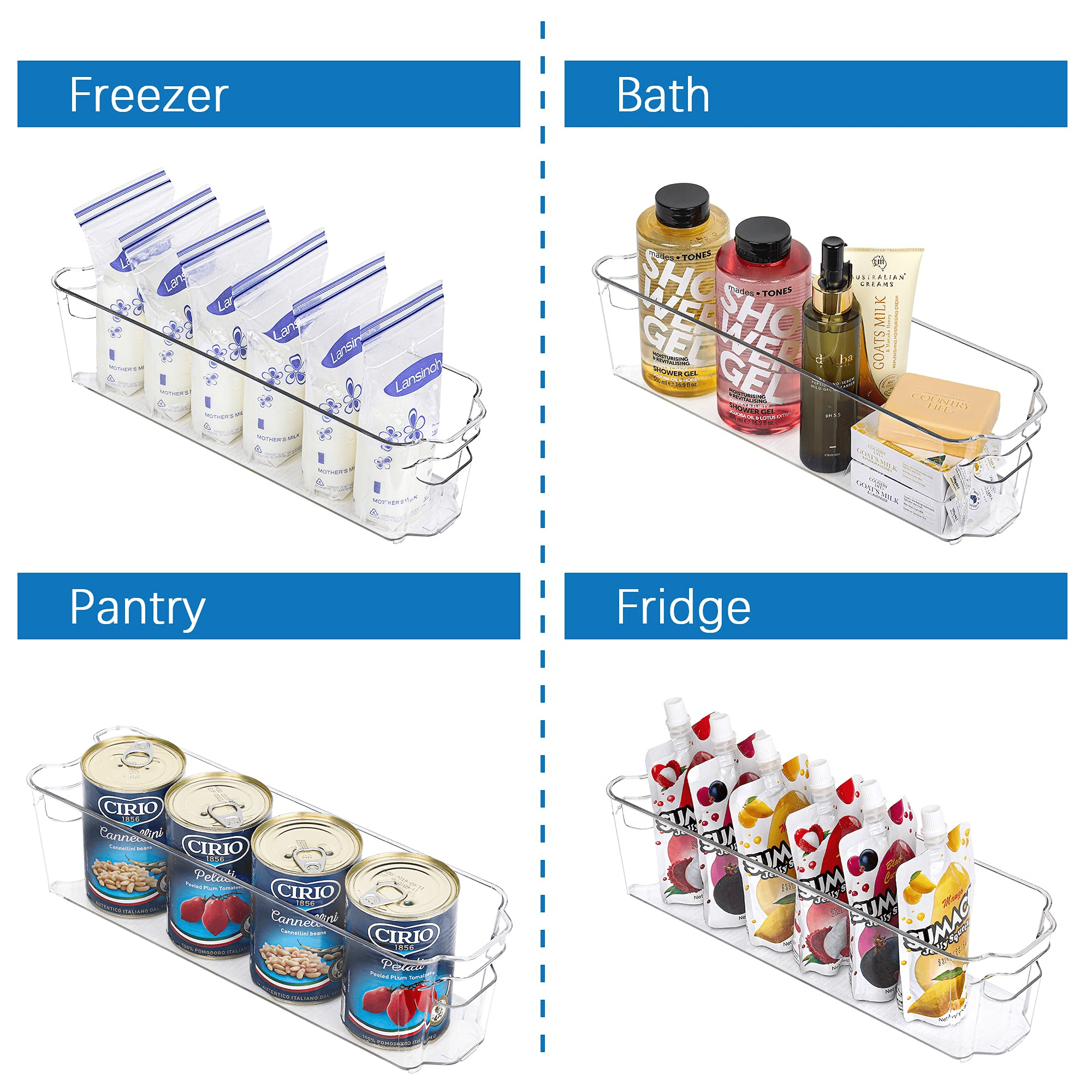 HOOJO Fridge Organizer Bins, Set of 8 Plastic Refrigerator Pantry Organizers  for Freezer and Pantry, Kitchen Cabinets, BPA-Free, Clear in 2023