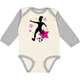 thumbnail image 3 of Inktastic Girl Playing Soccer- Pink and Yellow Stars Girls Long Sleeve Baby Bodysuit, 3 of 5