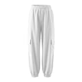 thumbnail image 3 of OGLCCG Cotton Linen Cargo Pants for Boys Teens Wide Leg Y2k Parachute Pants with Pockets Summer High Waist Baggy Jogger Pants 7-16 Years, 3 of 5