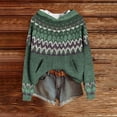 thumbnail image 2 of Womens Oversized Sweater Hoodie Western Ethnic Print Knit Pullover Loose Winter Tops Pocket Casual Boho Sweaters (XL, Army Green 01), 2 of 7
