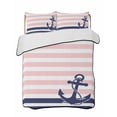 thumbnail image 2 of Quilts Twin Size, Anchor Pink Soft Comforter Bedding Set for Bed, Modern Navy Blue White Striped Nautical Lightweight Quilted Bedspread with Pillow Cover(2 Pieces) for All Season, 68x86 Inch, 2 of 6