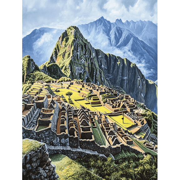 Machu Picchu Mountain Landscape Canvas Print/Wall Art，Perfect for Living Room，Bedroom，Office，Hotel，Restaurant Decoration