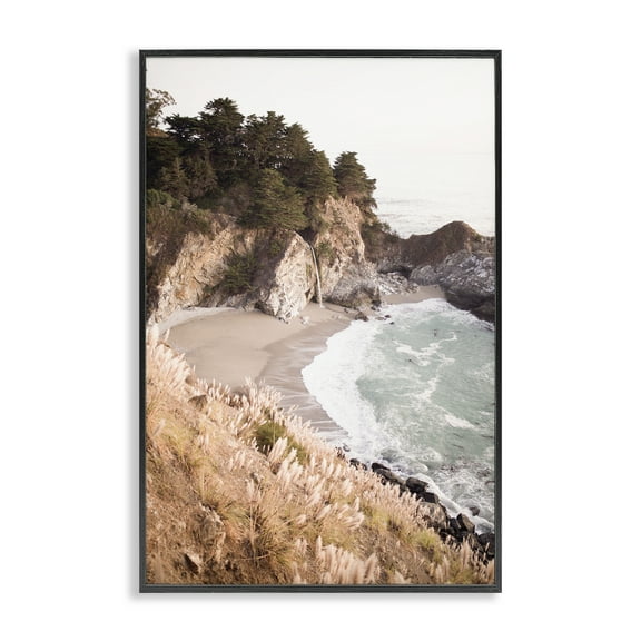 Stupell Industries Rugged Rocky Cove Nautical & Beach Photography Black Framed Art Print Wall Art, 12 x 18
