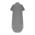thumbnail image 4 of AherBiu Cotton Linen Dresses for Women Button down Shirt Lapel V Neck Short Sleeve Lightweight Long Summer Dress, 4 of 5