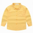 thumbnail image 5 of Ccpelsie Classic Boys Long Sleeve Uniform Shirt Oxford Button Down Solid Color for School Holidays and Special Events(A-Yellow,11-12 Years), 5 of 9