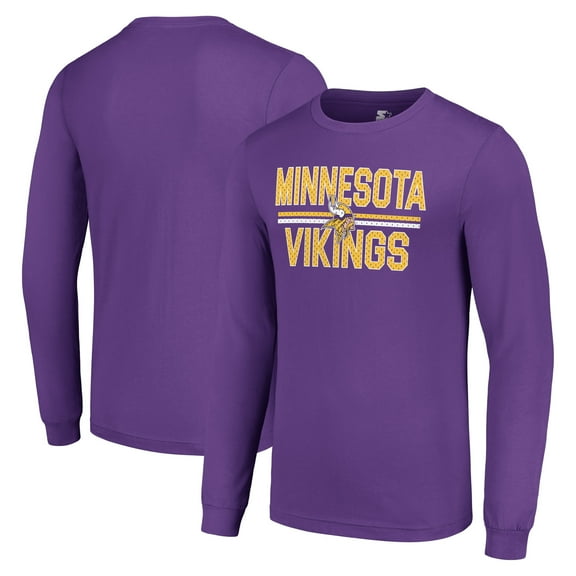 Men's Starter Purple Minnesota Vikings Team Mesh Print Graphic Long Sleeve T-Shirt
