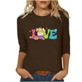 thumbnail image 2 of Xihbxyly Hauts Décontractés pour Femmes T-shirt Imprimé Col Rond de Pâques Manches 3/4 Col Rond Chandail Tendance à Petit Prix, 2 of 5