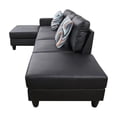 thumbnail image 4 of Starhome L Shaped Black Faux Leather 2-Piece Couch Living Room Sofa Set, 4 of 12