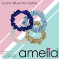 thumbnail image 2 of Amelia Beauty, Ocean Mix Satin Scrunchies, 2.25in Diameter, Gentle on Hair, Strong Hold, No Snag, No Dents or Creases. 12 Pack, 2 of 9