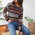 thumbnail image 3 of TRKIYQC, suéter corto de punto para mujer, suéter informal de otoño a rayas de manga larga con cuello redondo, Tops, ropa de calle TRKIYQC moda, 3 of 7