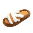 thumbnail image 5 of ZVNAΖH Women's Winter Thick Sole Plush Slippers Warm Fluffy Crisscross Strap Indoor Outdoor House Shoes, 5 of 8