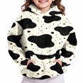 thumbnail image 4 of PiGOGI Children Cow Pattern Hooded Pullover Long Sleeve Sweatshirt Cute Animal Print Hoodie with Pocket for Girls Boys Multicolor 13-14 Years, 4 of 6