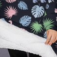 thumbnail image 3 of Oversized Wearable Blanket Hoodie,Black Cartoon Dinosaurs Leaves Pattern Sherpa Blanket Hoodie with Super Pockets,Super Warm Fuzzy Pullover for Women & Men, 3 of 6