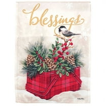 Magnolia Garden Blessings Vintage Basket 13 x 18 Polyester Outdoor Hanging Garden Flag