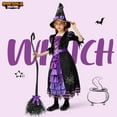 thumbnail image 3 of Joyfy Ensemble de Costume de Sorcière de Conte de Fées pour Filles, Déguisement d'Halloween pour Enfants avec Balai et Chapeau pour Fête d'Halloween et Jeu de Rôle, S, 3 of 8