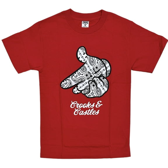 Crooks & Castles Men's Air Gun Paisley Graphic Tee T-Shirt (Small, Red)